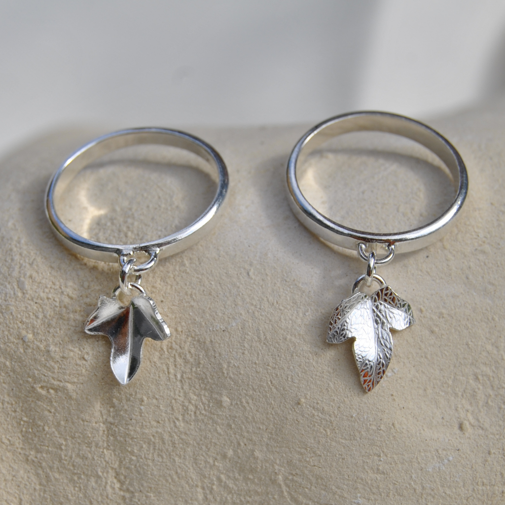 Bague Pampille - Feuille de lierre texturée